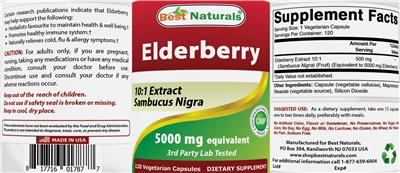 Photo of the Best Naturals Elderberry label