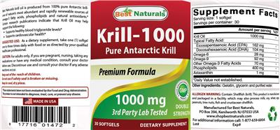 Photo of the Best Naturals Krill-1000 1000 mg label