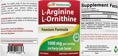 Photo of the Best Naturals L-Arginine L-Ornithine label