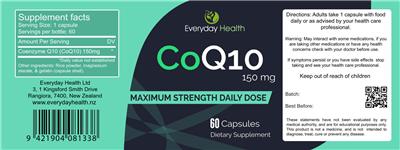 Photo of the Everyday Health CoQ10 150 mg label
