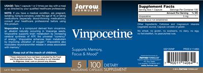 Photo of the Jarrow Formulas Vinpocetine 5 mg label