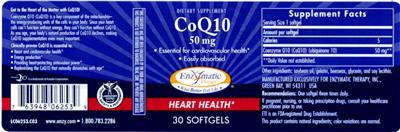 Photo of the Enzymatic Therapy CoQ10 50 mg label