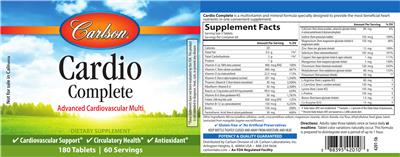 Photo of the Carlson Cardio Complete label