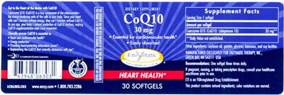 Photo of the Enzymatic Therapy CoQ10 30 mg label