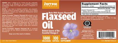 Photo of the Jarrow Formulas Flaxseed Oil 1000 mg label