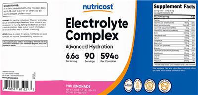 Electrolyte Complex Pink Lemonade のラベル画像（NIH DSLD）
