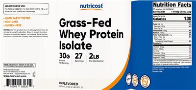 Grass-Fed Whey Protein Isolate 30 g Unflavored