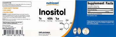 Product label for Inositol 1 g Unflavored