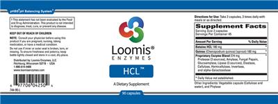 Photo of the Loomis Enzymes HCl label