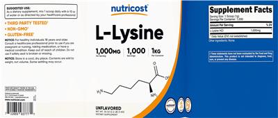 L-Lysine 1,000 mg Unflavored