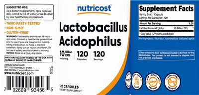 Lactobacillus Acidophilus 10 Billion CFU