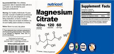 Magnesium Citrate 420 mg のラベル画像（NIH DSLD）