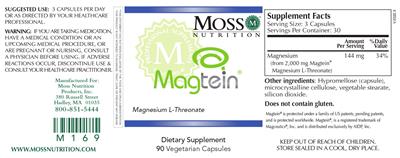 Photo of the Moss Nutrition Magtein label