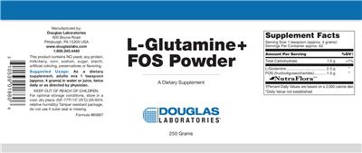 Photo of the Douglas Laboratories L-Glutamine + FOS Powder label