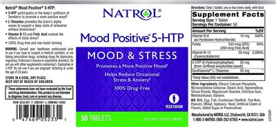 Photo of the Natrol Mood Positive 5-HTP label
