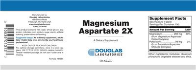 Photo of the Douglas Laboratories Magnesium Aspartate 2X label