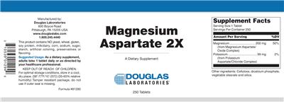 Photo of the Douglas Laboratories Magnesium Aspartate 2X label