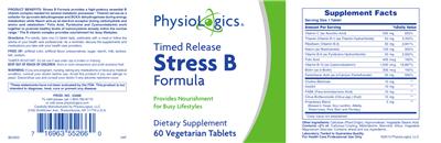 Photo of the PhysioLogics Timed Release Stress B Formula label