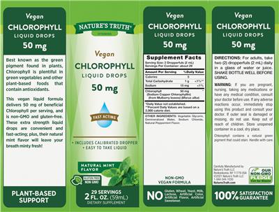 Photo of the Nature's Truth Chlorophyll 50 mg Liquid Drops Natural Mint Flavor label