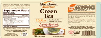Photo of the Sundown Naturals Green Tea label