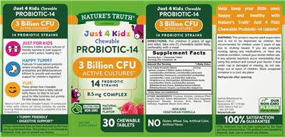 Label of Just 4 Kidz Probiotic-14 Natural Berry Flavor