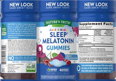 Just 4 Kids Sleep Melatonin Gummies Natural Cherrylicious Flavor