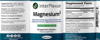Photo of the InterPlexus Magnesium 3 label