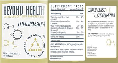 Photo of the Beyond Health Magnesium label