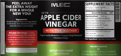 Photo of the IVL Keto Apple Cider Vinegar label