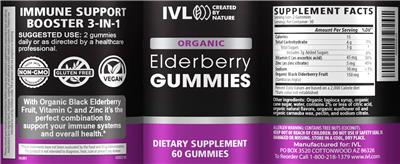 Photo of the IVL Elderberry Gummies label