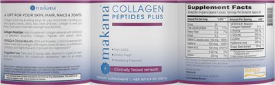 Photo of the Makana Collagen Peptides Plus Raspberry Flavored label
