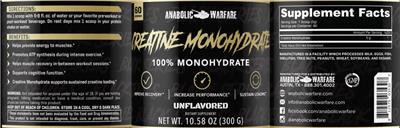 Photo of the Anabolic Warfare Creatine Monohydrate Unflavored label