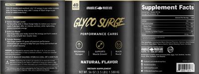 Photo of the Anabolic Warfare Glyco Surge Natural Flavor label