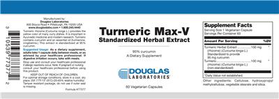 Photo of the Douglas Laboratories Turmeric Max-V Standardized Herbal Extract label