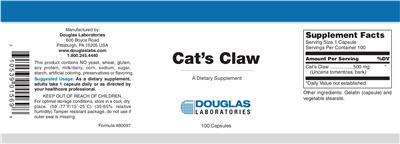 Photo of the Douglas Laboratories Cat's Claw label