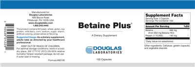 Photo of the Douglas Laboratories Betaine Plus label