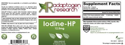 Photo of the Adaptogen Research Iodine-HP 12.5 mg label