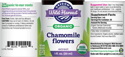 Photo of the Oregon's Wild Harvest Chamomile Flowers Extract label