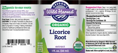 Photo of the Oregon's Wild Harvest Licorice Root Extract label
