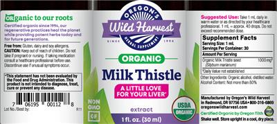 Photo of the Oregon's Wild Harvest Milk Thistle Extract label