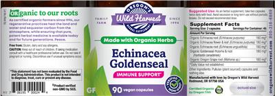 Photo of the Oregon's Wild Harvest Echinacea Goldenseal label