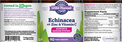 Photo of the Oregon's Wild Harvest Echinacea With Zinc & Vitamin C label
