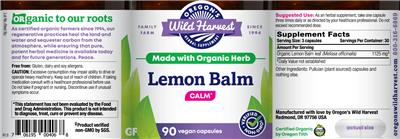 Photo of the Oregon's Wild Harvest Lemon Balm label