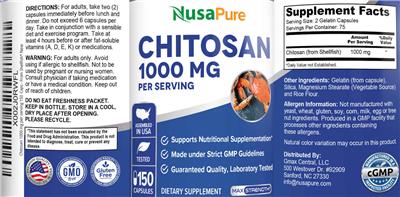 Photo of the NusaPure Chitosan 1000 mg label