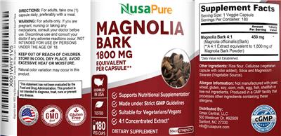 Photo of the NusaPure Magnolia Bark label