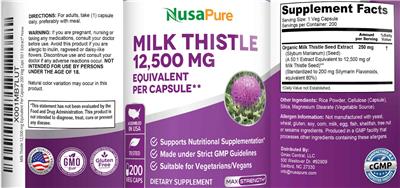 Photo of the NusaPure Milk Thistle label