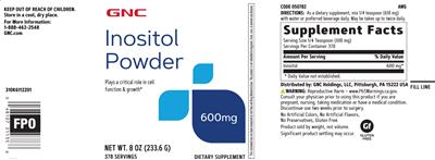 Photo of the GNC Inositol Powder 600 mg label
