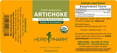 Photo of the Herb Pharm Artichoke label