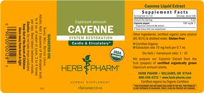 Photo of the Herb Pharm Cayenne label