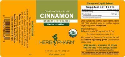 Photo of the Herb Pharm Cinnamon label